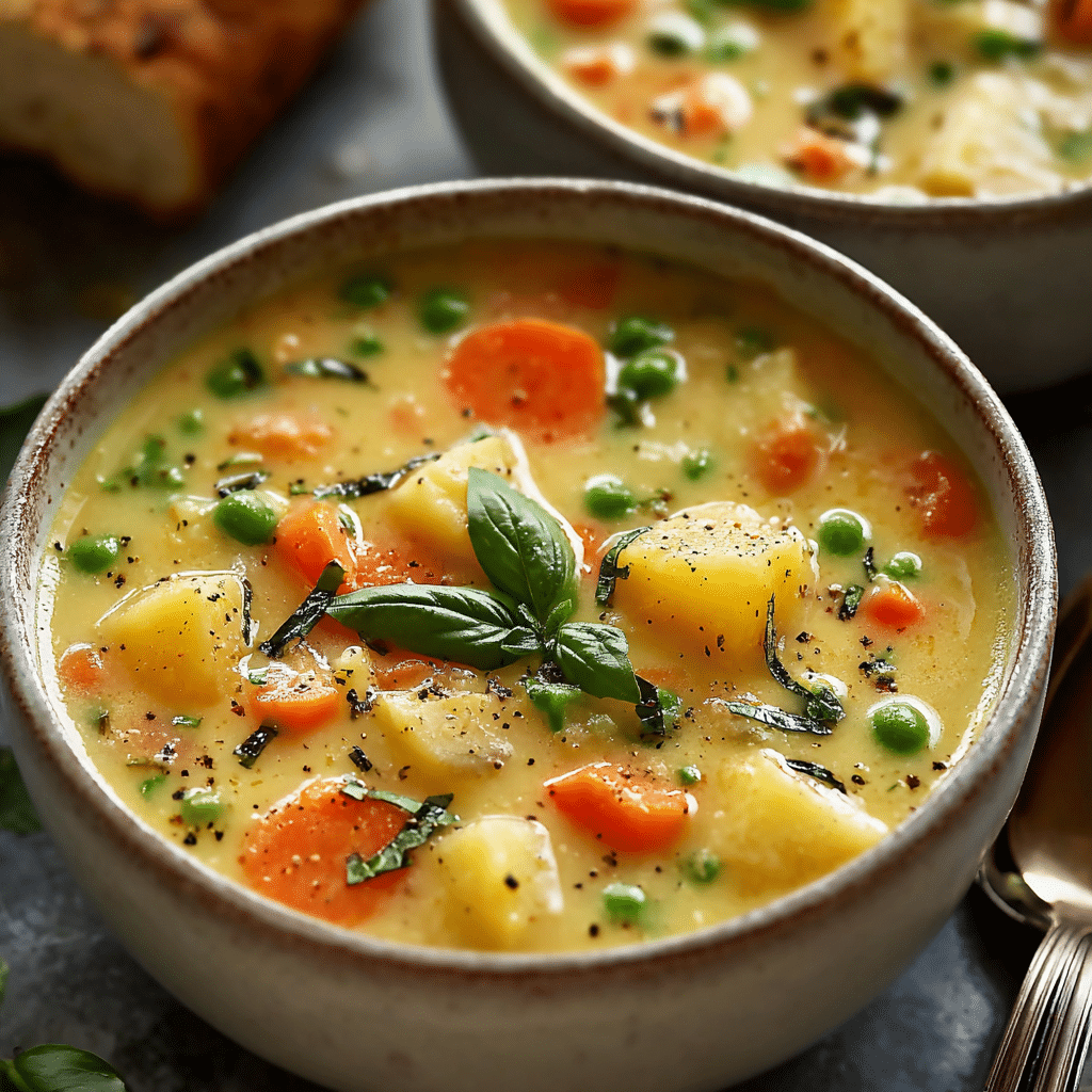 Creamy Vegetable Soup with Chickpeas Recipe - Recipe Image