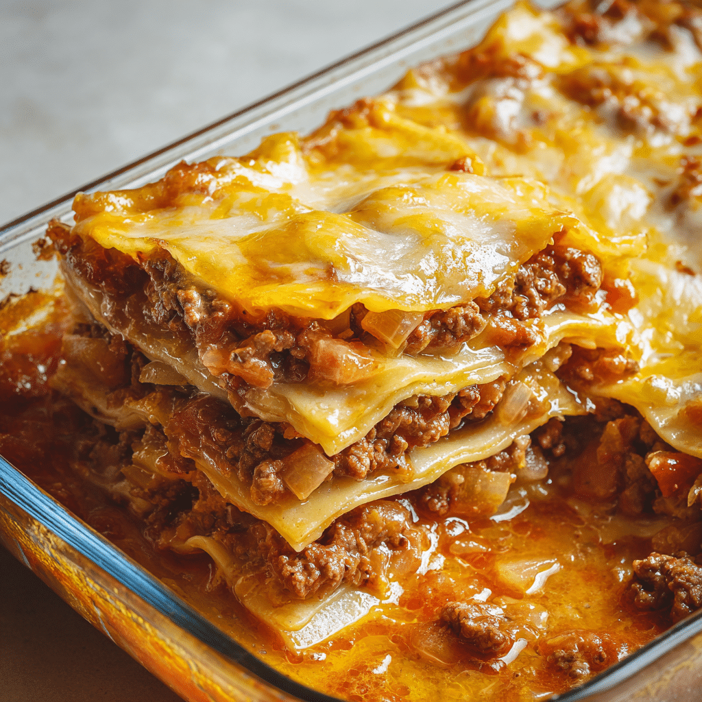 Southern Five Layer Beef Casserole Recipe - Recipe Image