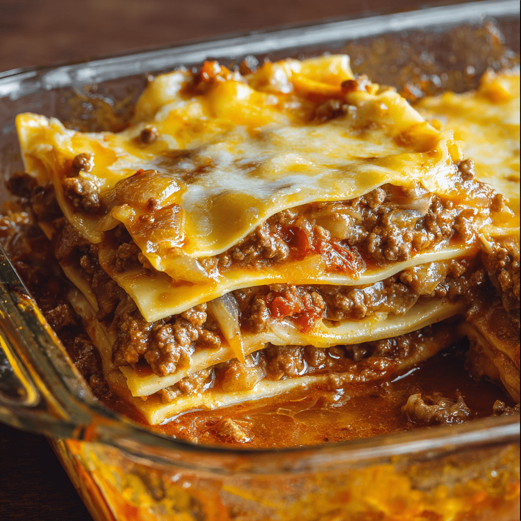 Southern Five Layer Beef Casserole Recipe - Recipe Image