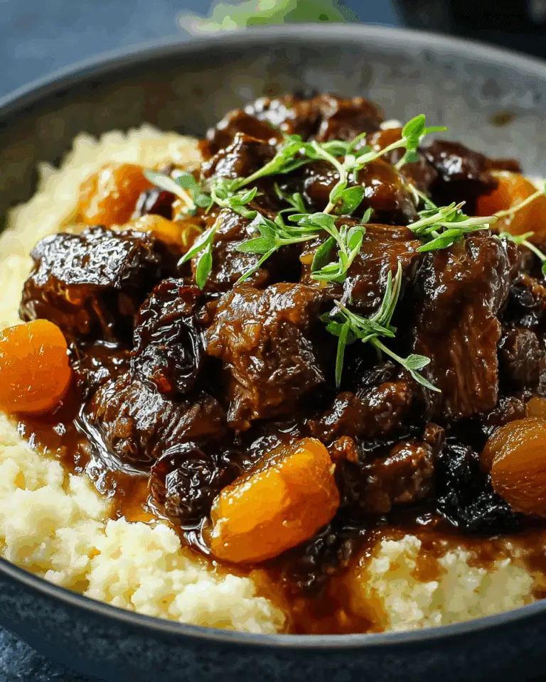 Moroccan-Inspired Beef Stew with Apricots and Raisins Recipe
