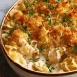 Spread the creamy chicken mixture evenly into the prepared baking dish Recipe