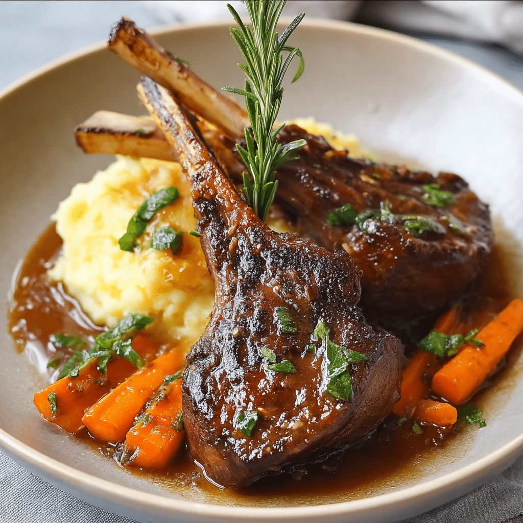 Braised Lamb Shanks with Rosemary Jus Recipe - Recipe Image