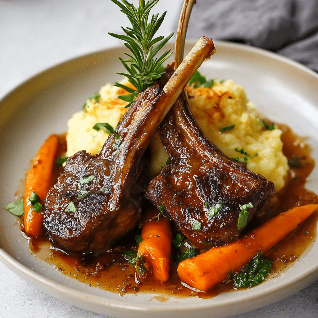 Braised Lamb Shanks with Rosemary Jus Recipe - Recipe Image