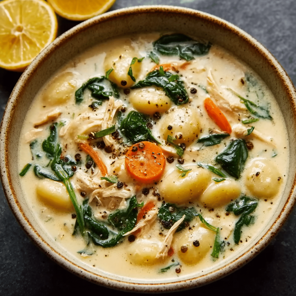 Creamy Winter Lemon Chicken Gnocchi Soup Recipe - Recipe Image