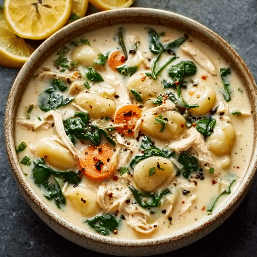Creamy Winter Lemon Chicken Gnocchi Soup Recipe - Recipe Image