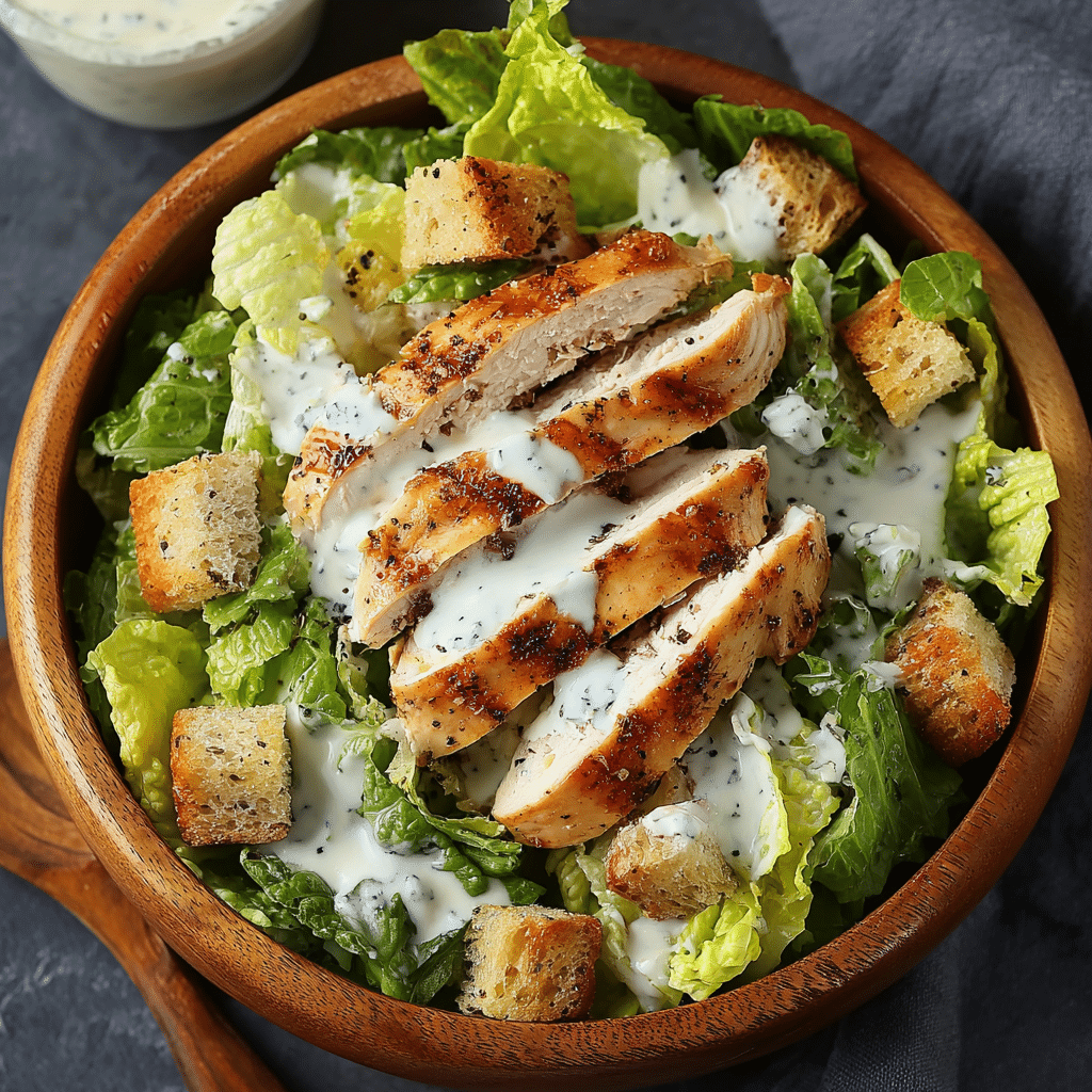 Chicken Caesar Salad with Creamy Yogurt Dressing Recipe - Recipe Image