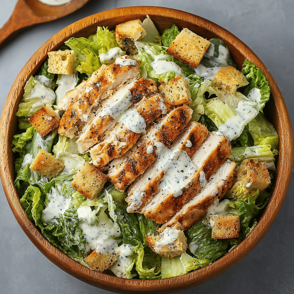 Chicken Caesar Salad with Creamy Yogurt Dressing Recipe - Recipe Image
