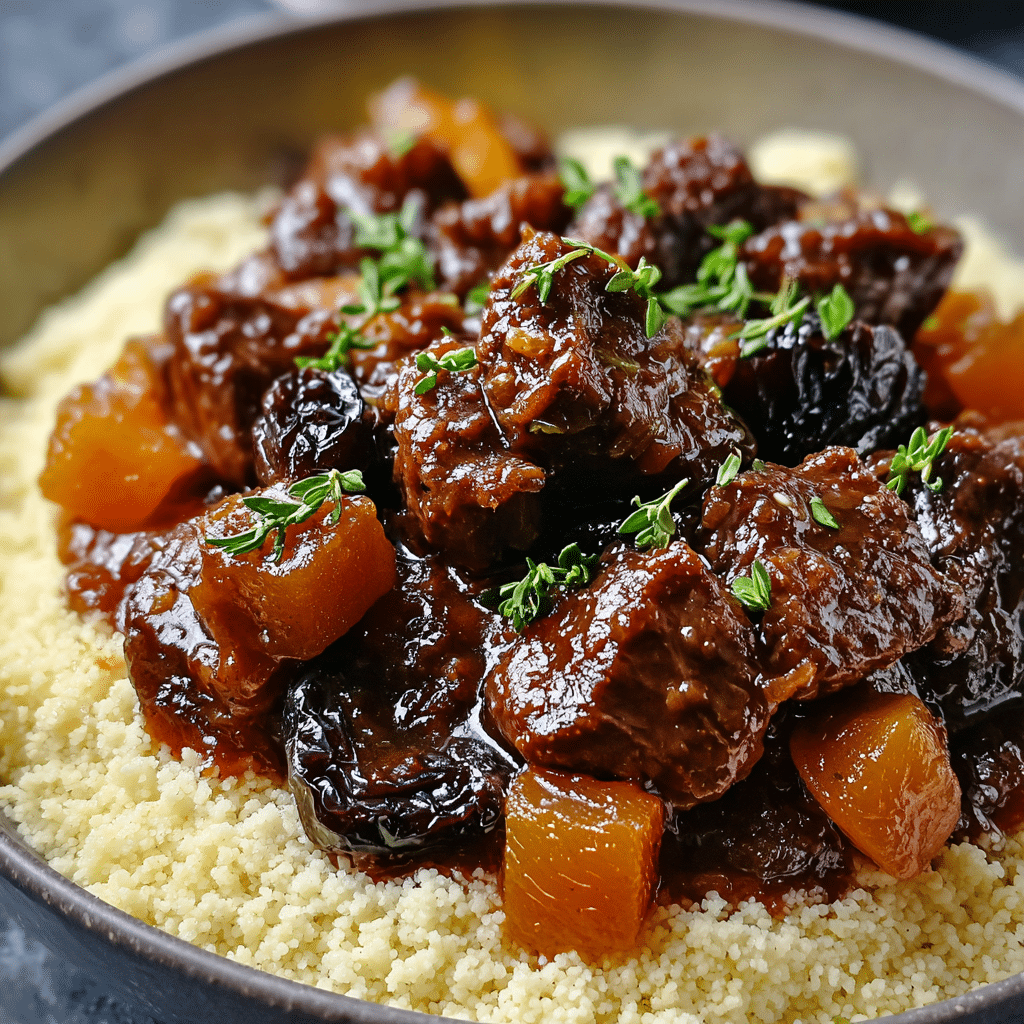Moroccan-Inspired Beef Stew with Apricots and Raisins Recipe - Recipe Image