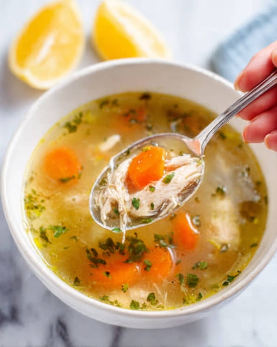 A collection of clear glass bowls arranged on a white marbled surface, each filled with different ingredients. From the top left, a large bowl is filled with uncooked spiral pasta, light yellow in color. To the right, a glass measuring cup contains clear water. Below the pasta, a small bowl holds chopped white onions, and next to it is a small bowl with bright orange carrot pieces. In the center is a large bowl of shredded light brown cooked chicken pieces. Below that is a small bowl with a pale yellow stick of butter. To the right of the chicken, a bowl contains chopped vibrant green celery. Above that, three small bowls hold brown bouillon cubes, green dried herbs, and a mix of black and green spices. A fresh green bay leaf lies next to the spices. All items are arranged neatly on the marbled surface. Photo taken with an iphone --ar 4:5 --v 7