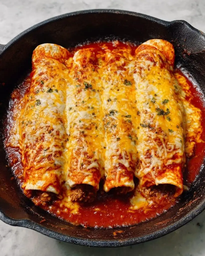 Cheesy Skillet Beef Enchilada Bake Recipe