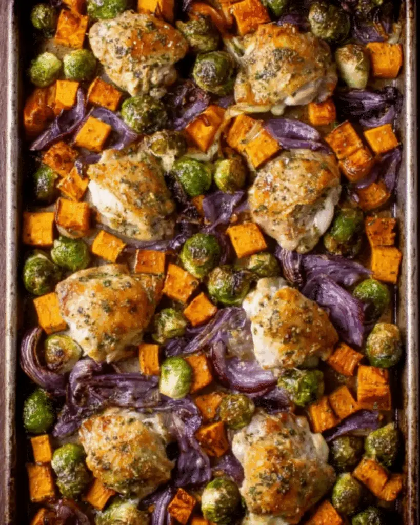 One-Pan Apple Cider Chicken and Brussels Sprouts Recipe