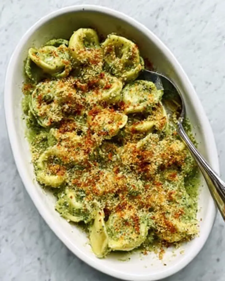 Creamy Pesto Tortellini Bake with Mozzarella Recipe