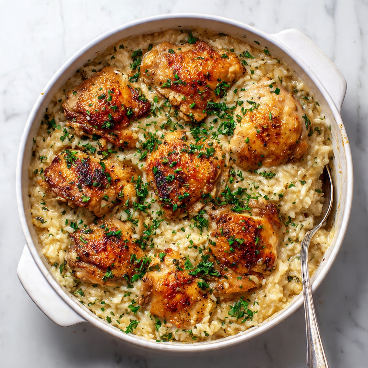 One-Pot Creamy Chicken and Rice Recipe - Recipe Image