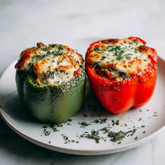 Stuffed Bell Peppers with Ground Beef, Rice, and Tomato Sauce Recipe - Recipe Image