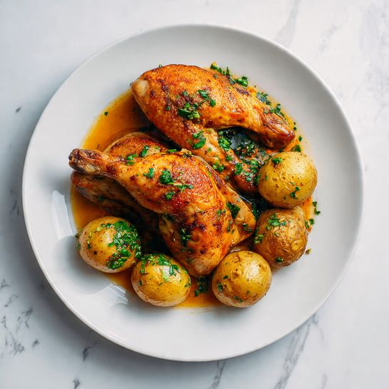 Honey Garlic Chicken Thighs with Roasted Potatoes Recipe