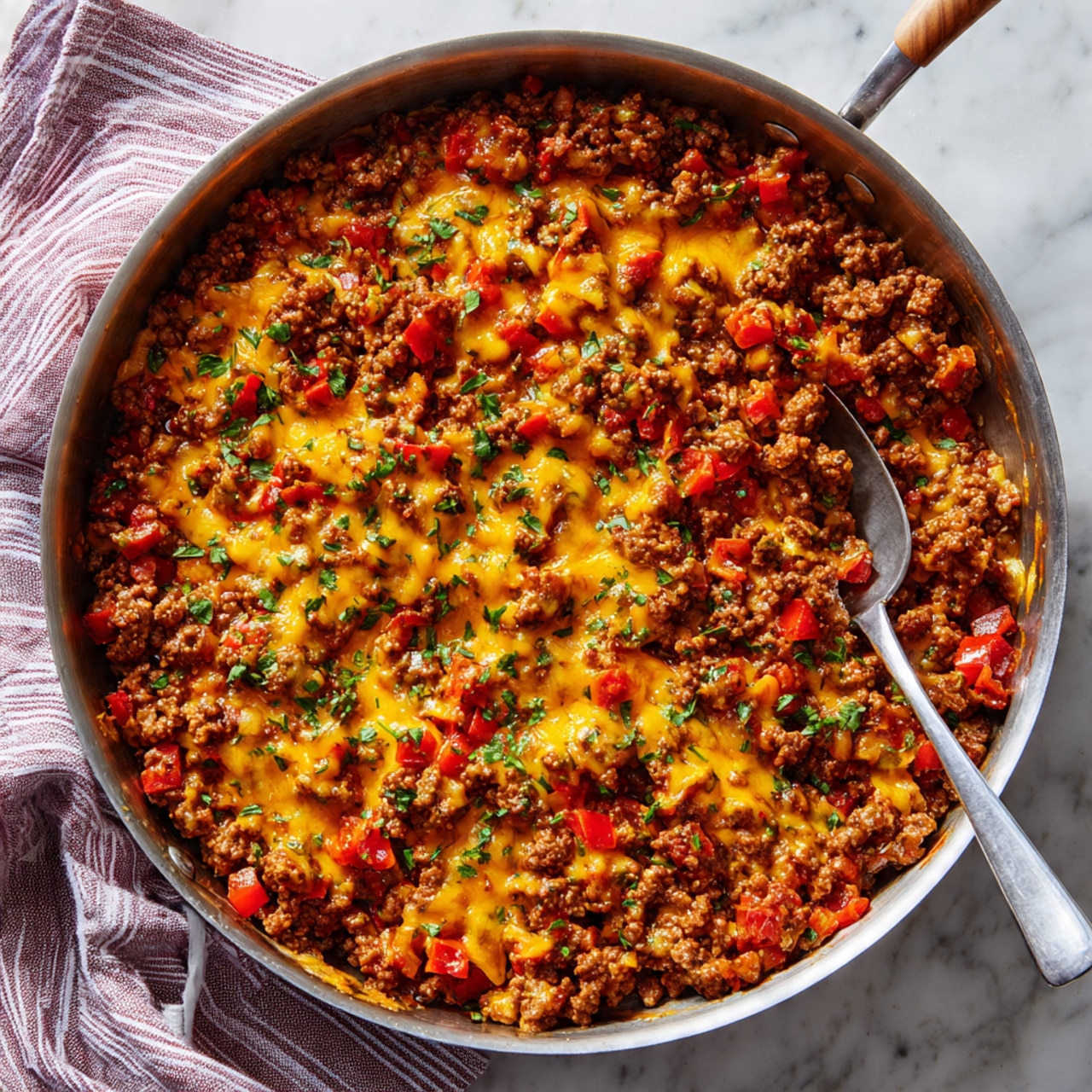 Cheesy Ground Beef and Rice Skillet Recipe - Recipe Image