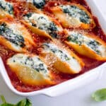 Spinach and Ricotta Stuffed Shells Baked in Marinara Recipe