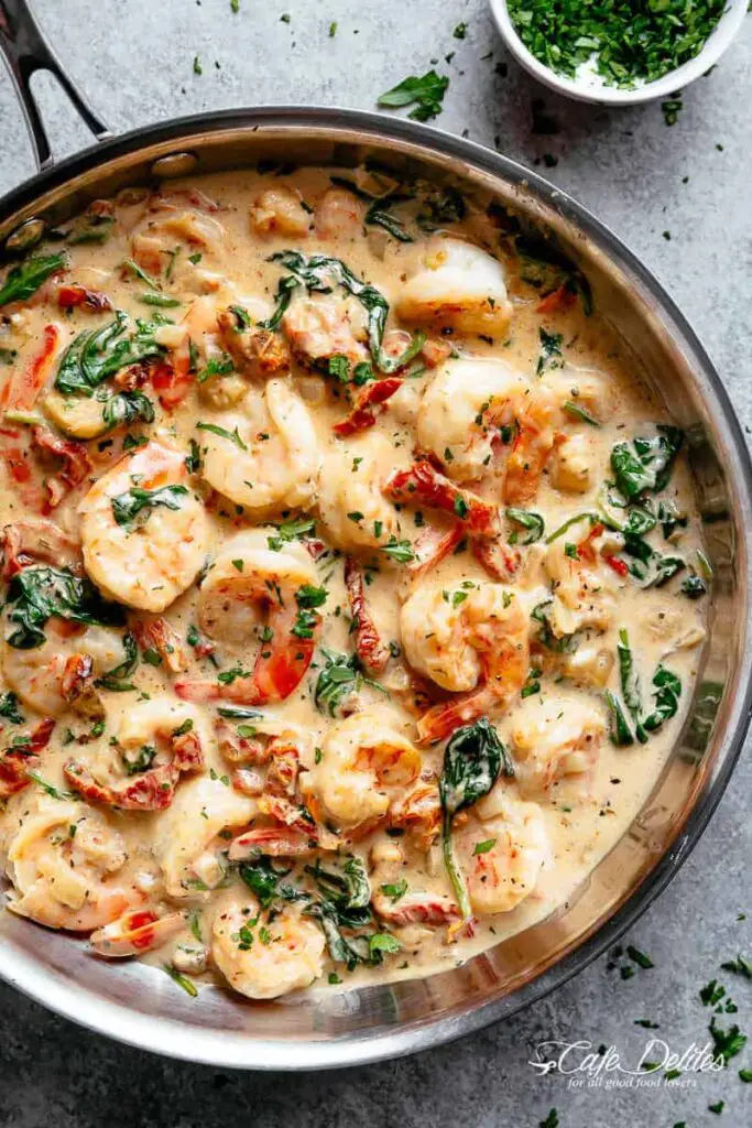 Creamy Tuscan Shrimp with Sun-Dried Tomatoes and Spinach Recipe