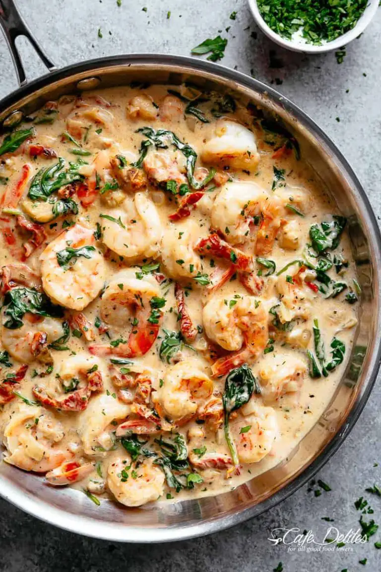 Creamy Tuscan Shrimp with Sun-Dried Tomatoes and Spinach Recipe