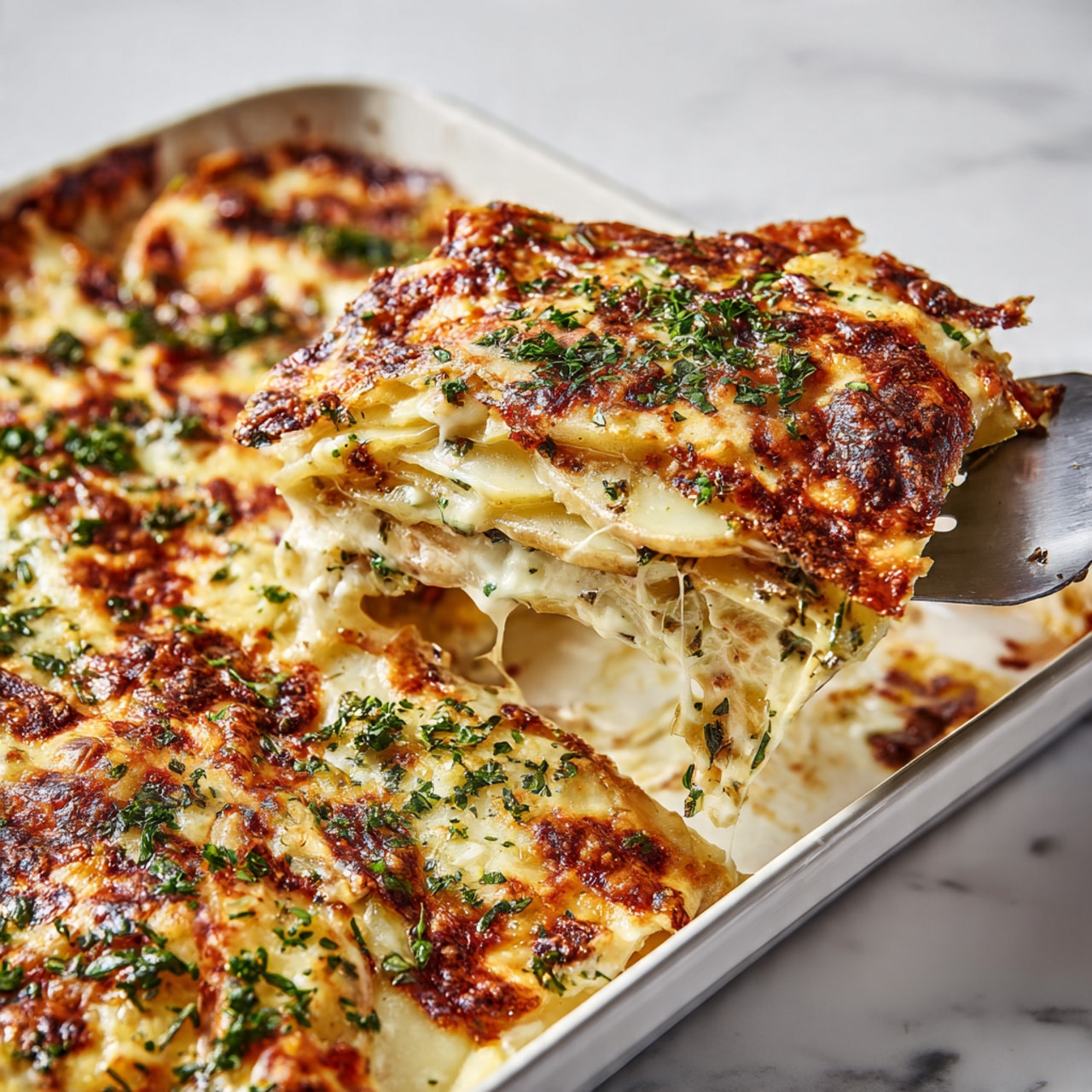 Greek Vegetarian Moussaka with Lentil-Tomato Sauce and Creamy Béchamel Recipe - Recipe Image