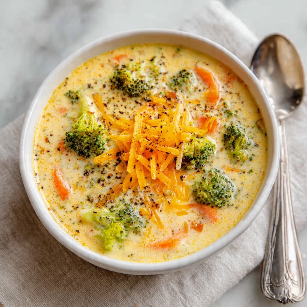 High Protein Broccoli Cheddar Soup Recipe