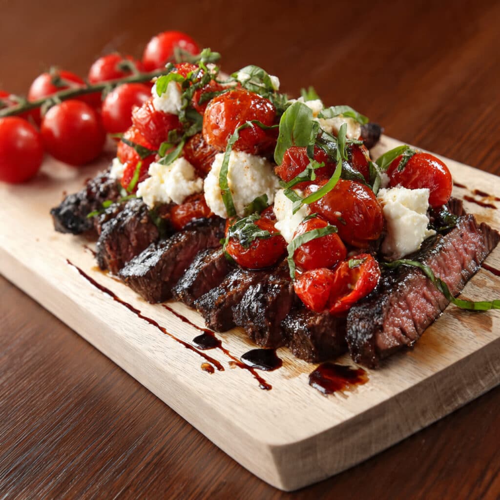 Grilled Flank Steak Caprese with Balsamic Dressing Recipe