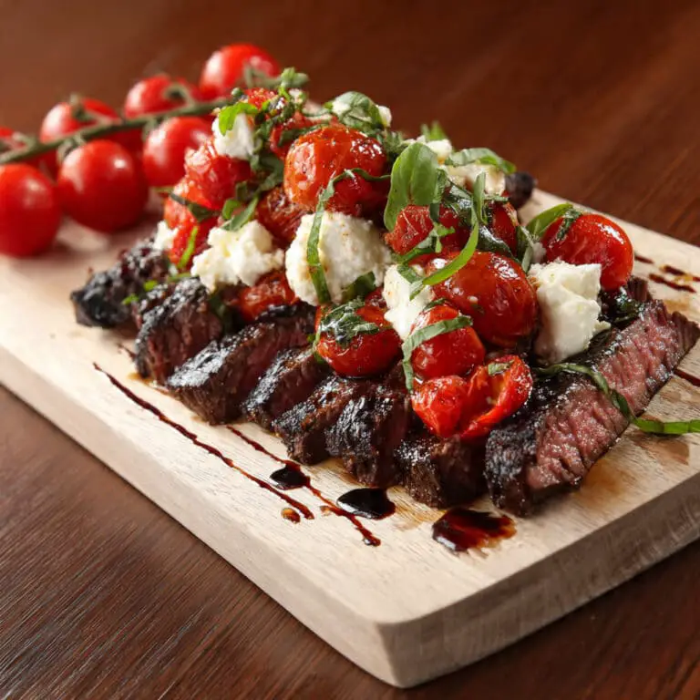 Grilled Flank Steak Caprese with Balsamic Dressing Recipe