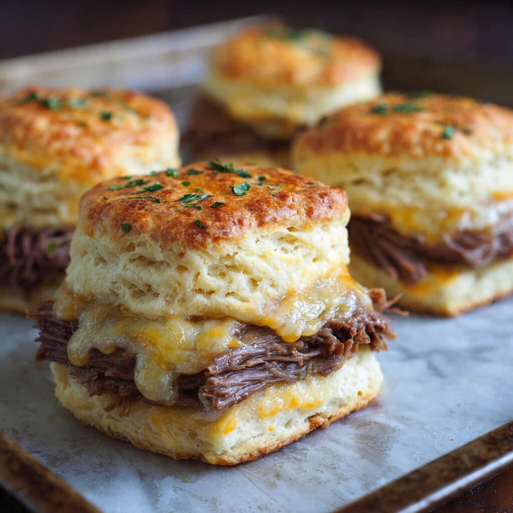 Cheesy Roast Beef-Stuffed Biscuits Recipe