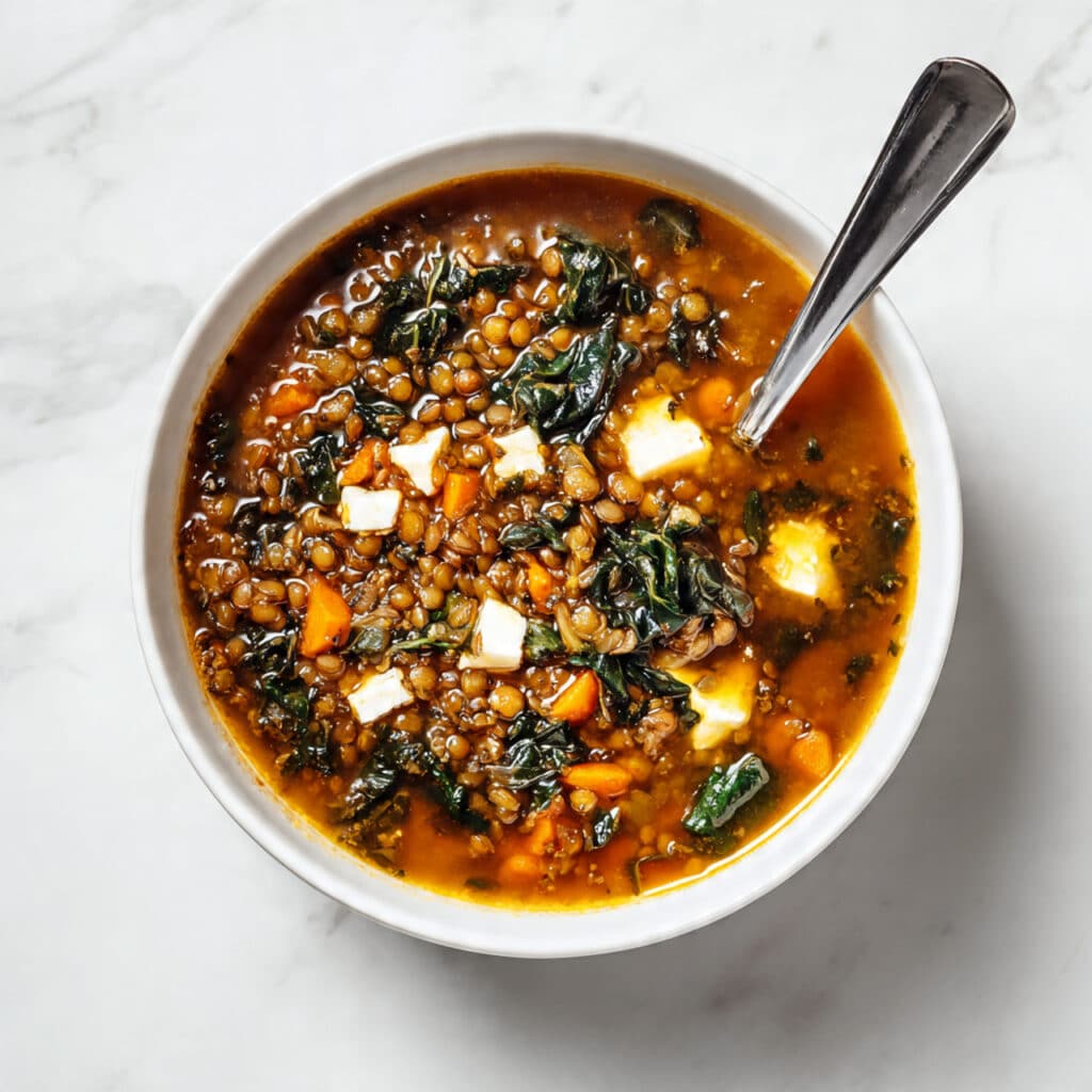 Lentil Soup with Spinach and Feta Cheese Recipe
