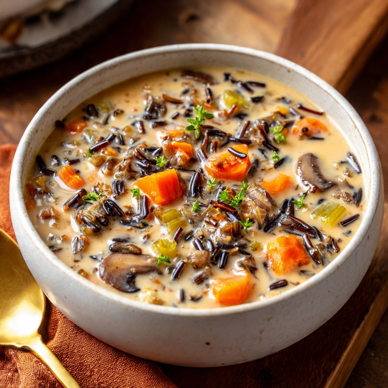 Creamy Wild Rice Soup with Vegetables and Herbs Recipe - Recipe Image