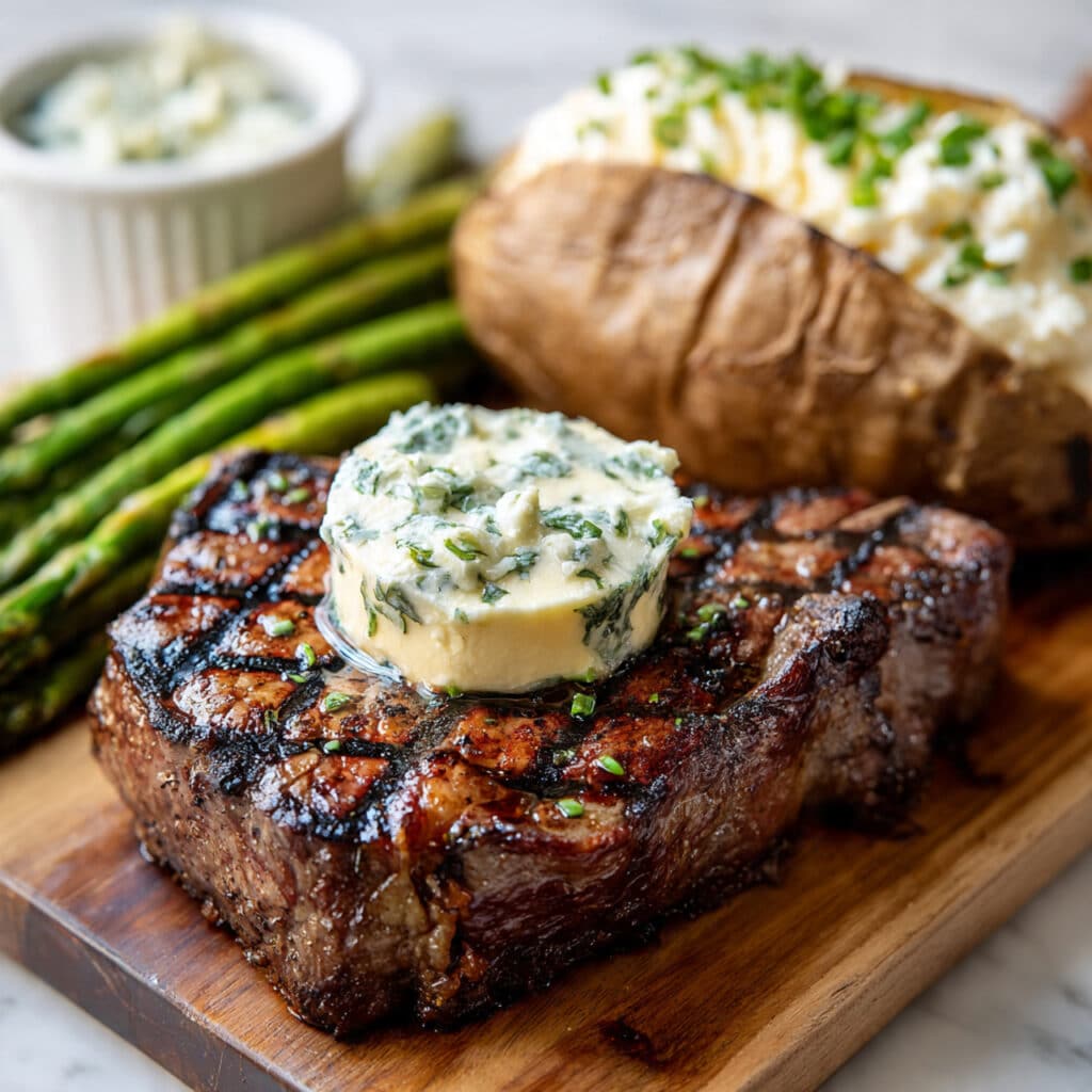 Ribeye Steak with Garlic Herb Butter Recipe