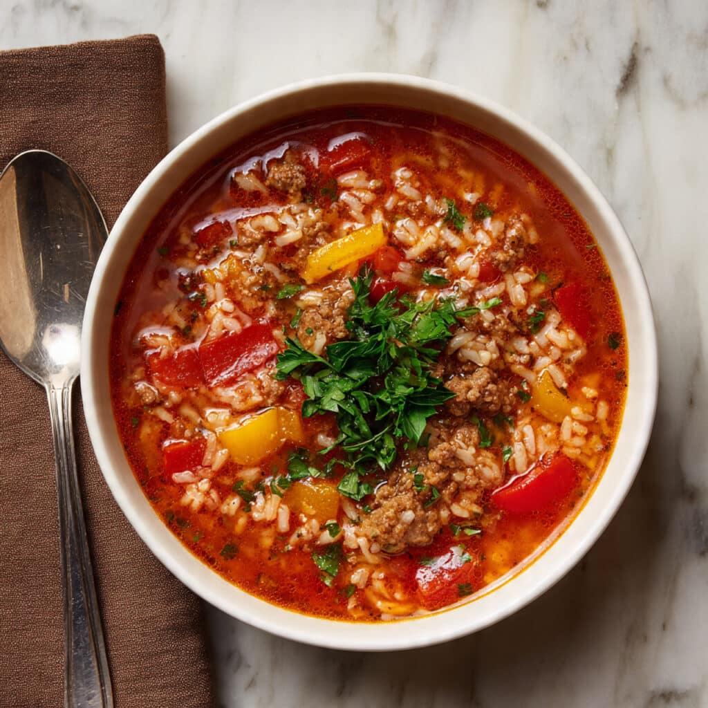High Protein Stuffed Pepper Soup Recipe