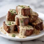 Tender Steak Bites in Garlic Butter with Creamy Parmesan Sauce Recipe