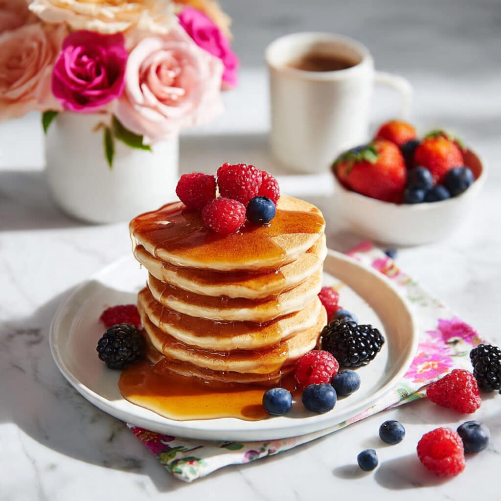 Heart-Shaped Pancakes with Berries Recipe