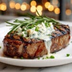Grilled New York Strip with Blue Cheese Butter Recipe