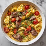 Creamy Garlic Steak Tortellini Recipe