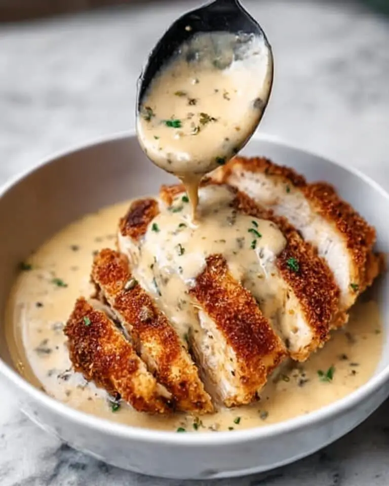 Parmesan Crusted Chicken with Creamy Garlic Sauce Recipe