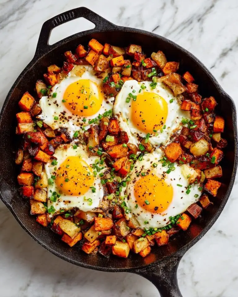 Easy Breakfast Hash with Potatoes, Sausage, and Eggs Recipe