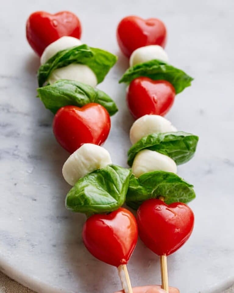 Heart-Shaped Valentine’s Caprese Skewers Recipe
