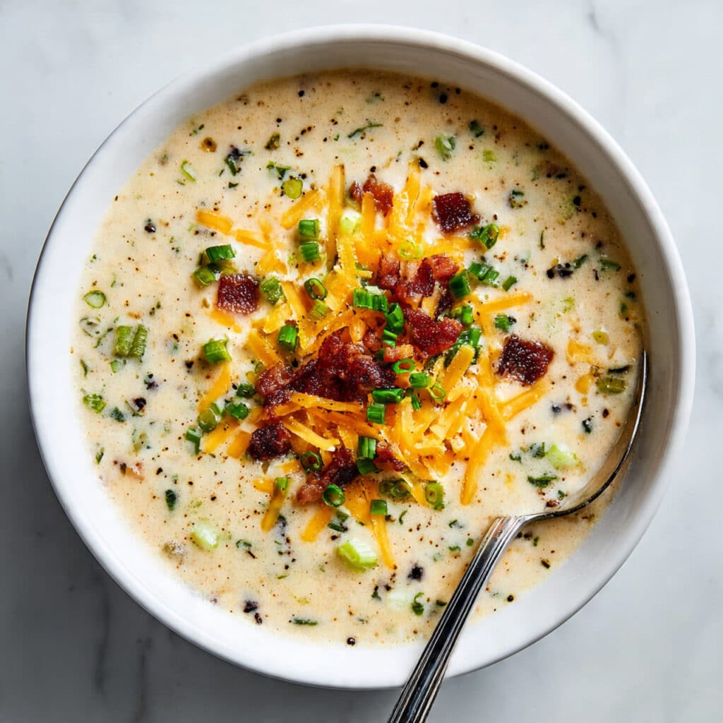 Beef & Smoked Cheddar Potato Soup Recipe