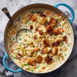 Creamy Chicken Noodle Soup with Crispy Pancetta Recipe