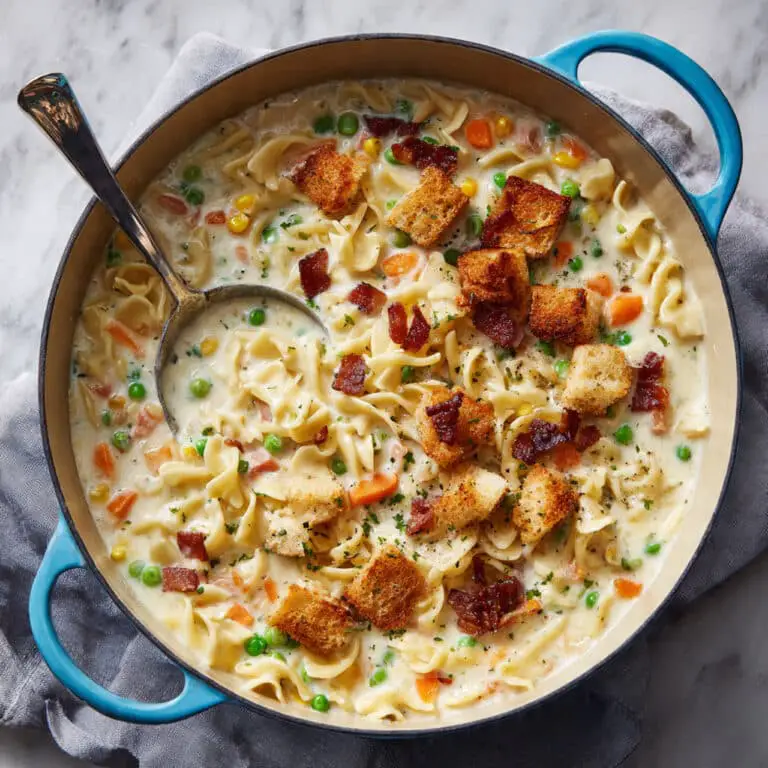 Creamy Chicken Noodle Soup with Crispy Pancetta Recipe