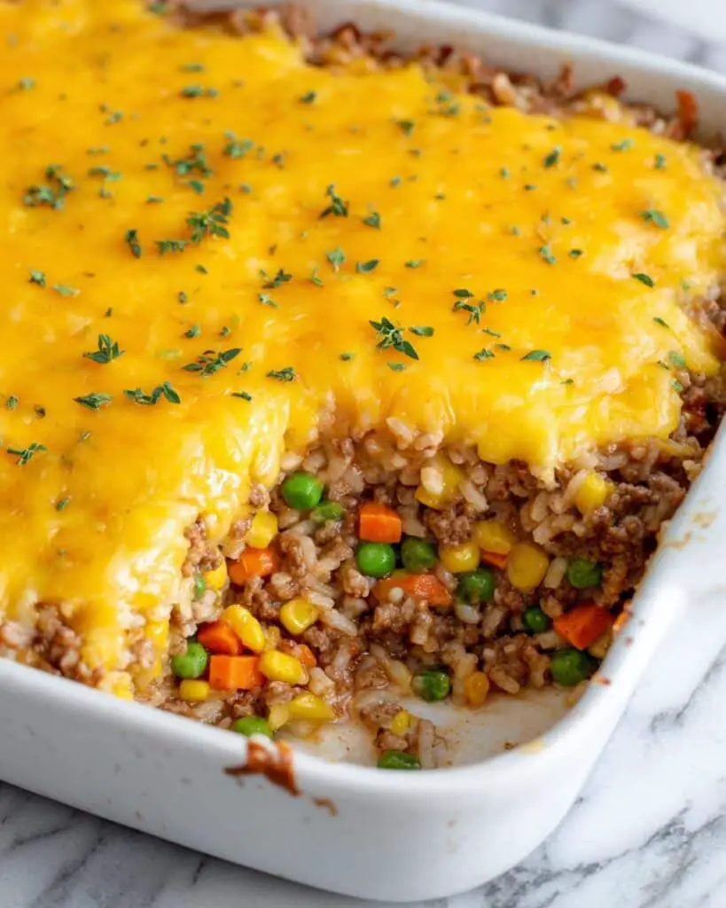 Cheesy Ground Beef and Rice Casserole Recipe