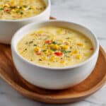 Roasted Red Pepper Soup with Grilled Chicken and Corn Recipe