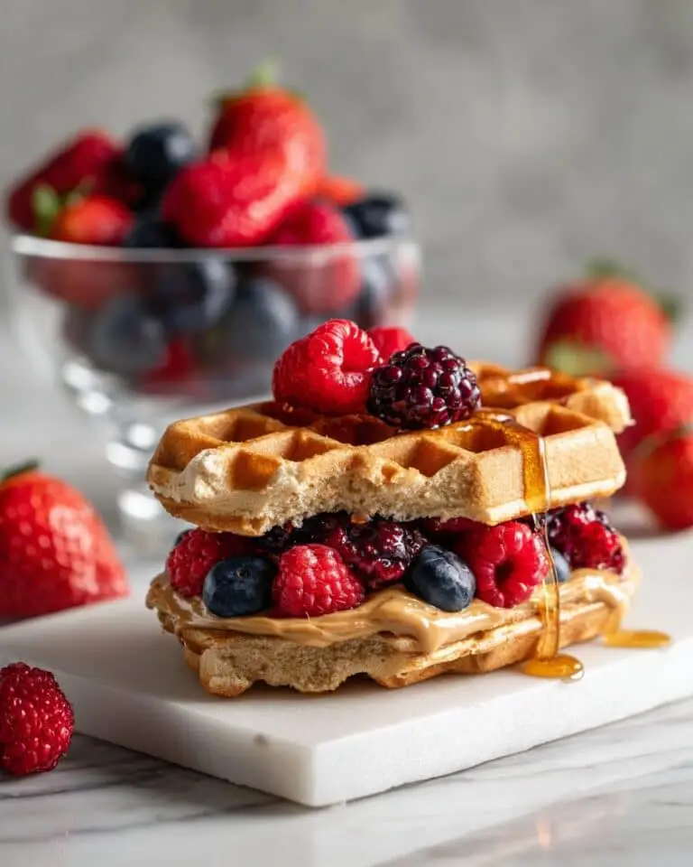 Peanut Butter & Berries Waffle Sandwich Recipe