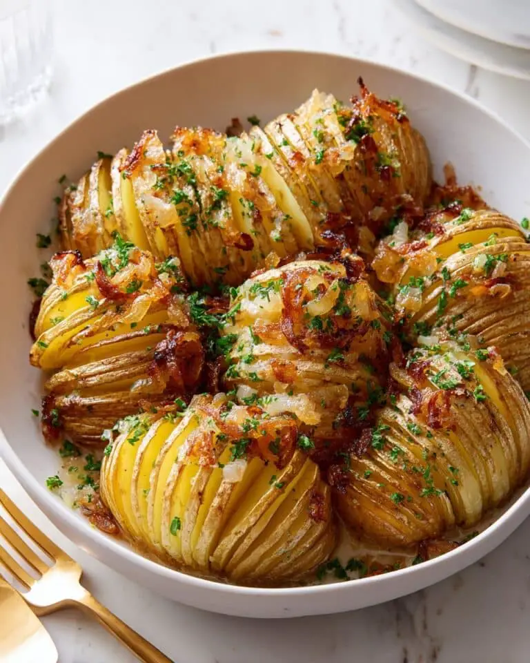 Brown Butter Hasselback Potatoes with Caramelized Onions Recipe