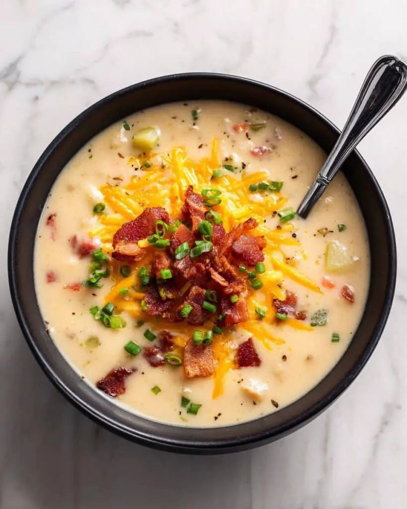 Beef & Smoked Cheddar Potato Soup Recipe