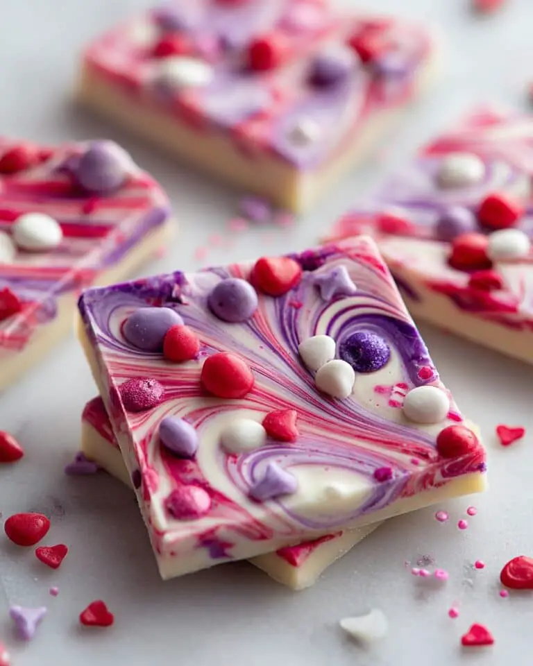 Pink Chocolate Bark with Hearts and Sprinkles Recipe