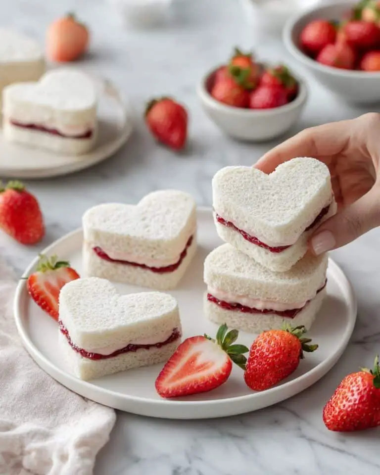 Heart-Shaped Strawberry Cream Icebox Sandwiches Recipe