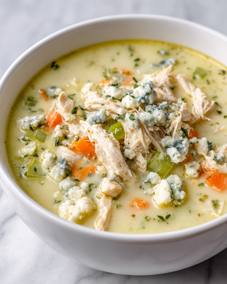 Creamy Buffalo Blue Cheese Chicken Soup Recipe